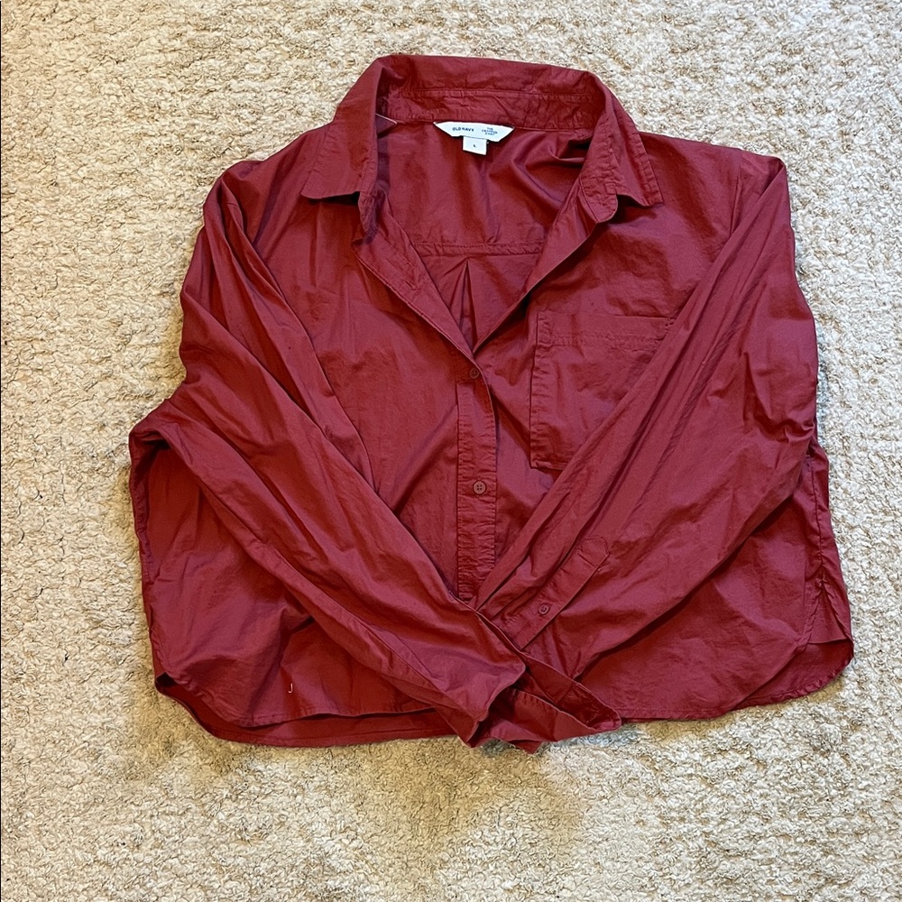 Old Navy Women's Red Button Down Shirt